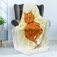 thumbnail image 4 of Yoga Soft Flannel Fleece Throw Blanket, Peaceful Cat with a Phrase Asana Balance Position Relaxation, Cozy Plush for Indoor and Outdoor Use, 50" x 60", Orange Yellow Brown, by Ambesonne, 4 of 5