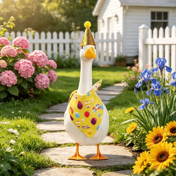 Tuvgenk Porch Goose Outfits 23" Spring Porch Goose Clothes Set Plastic 2 Pack Lawn Decorations Outdoor with Hat
