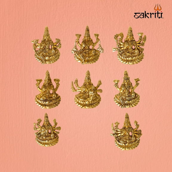 Brass Cut Out Astalakshmi Wall Mounted Plate – 5.8 Inch Decorative Lakshmi Wall Hanging for Pooja Room & Home Décor