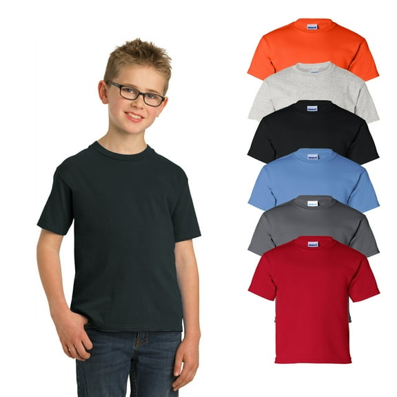 Gildan - Ultra Cotton Youth Short Sleeve T-Shirt | 6 oz, High-Density Fabric, Multi-Pack Kids' Tee, Assorted T-Shirts, Mixed Color Bulk- 6 Pack Tees | Size Small