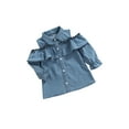 thumbnail image 2 of Seyurigaoka Girl’s Solid Color Ruffles Single-breasted Long Sleeve Denim Dress, 2 of 7