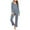 Blue, variant on AherBiu Loungewear Sets Woman Striped Long Sleeve V Neck Sleepwear Tops with Pants Comfy Pajamas Set
