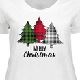 thumbnail image 4 of Inktastic Merry Christmas Plaid Trees Women's Plus Size T-Shirt, 4 of 5