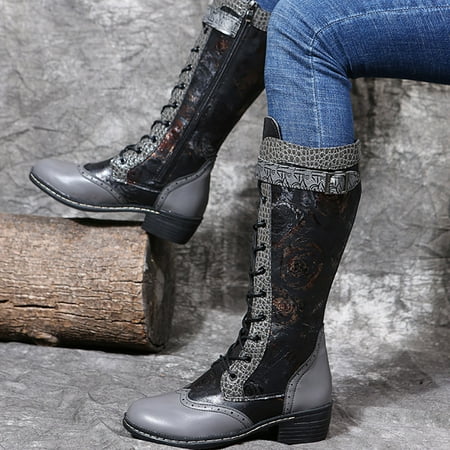 

Akiihool Womens Work Boots Cowboy Boots for Women Pointy Toe Wide Calf Long Tall Embroidered Cowboy Boots (Black 8)