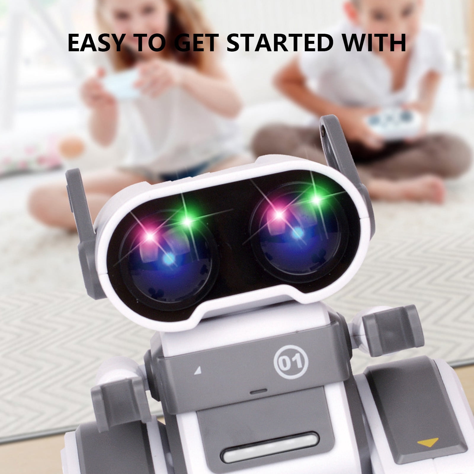 Rechargeable RC Robot Remote Toy,Intelligent 2.4G Control Robot Toy,Walking Dancing Music Light Toy, Educational Interactive Robot Toy,Hand Eye Coordination Development Toy,USB Charging Robot Toy