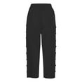 thumbnail image 4 of Gyexs Striped Linen Pants Women Linen Capri Pants Lightweight Spring Summer Pants for Women 2025 Ladies Pinstripe Pants Black, 4 of 5
