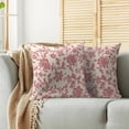 thumbnail image 2 of Light Pink Floral Block Print Pillow Covers 20x20 Set of 2 Rustic Old Style Modern Vintage Flower Pattern Cream Decorative Throw Pillow Cases Outdoor Farmhouse Decoration for Sofa Couch Bed, 2 of 6