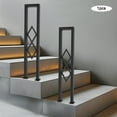 thumbnail image 6 of U-Shaped Stair Handrail, Black Carbon Steel Hand Rails Decorative Stair Railing for Indoor Stairs, Diamond Pattern Stair Handrail Porch Deck Loft Corridor Safety Non-Slip Support Poles 33.46in H, 6 of 12
