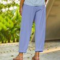 thumbnail image 4 of Heiheiup Dresses For Women 2024 Ladies' Solid Summer Cotton And Linen Loose Breathable Slacks, 4 of 5