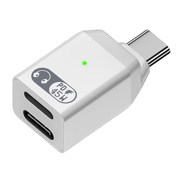 Adaptador Cargador 2 en 1 USB C A Audio PD 60W para 16() Blanco