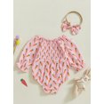 thumbnail image 4 of aturustex Toddler Baby Girls Easter Bubble Romper Outfits 0 3M 6M 12M 18M Infant Long Sleeve Smocked Bodysuits Carrot Pattern Jumpsuit Elastic Crew Neing Fall Daily Clothes for Holiday Party, 4 of 7
