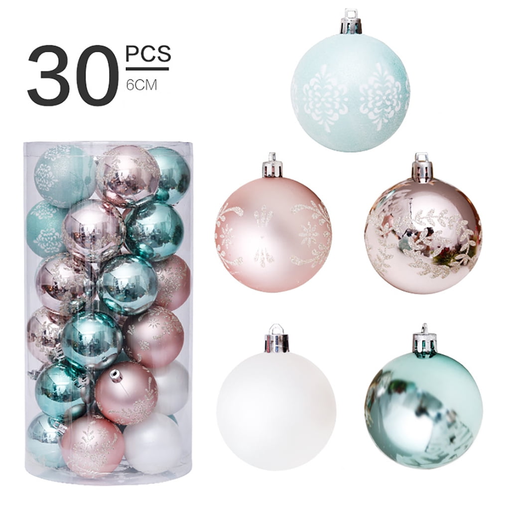 24 Pack Mini 30mm Baubles Festive Wonderland Shatterproof Christmas Tree Decoration Silver