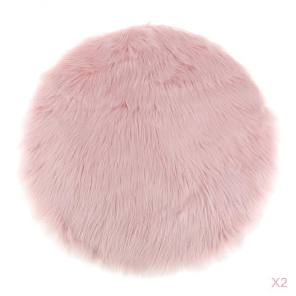 33cm 1piece Fluffy Faux Fur Seat Cushion Artificial Sheepskin Mat Pink 
