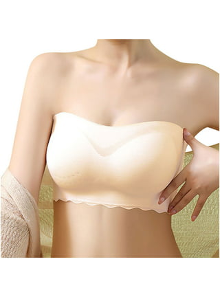 Strapless Bra for Women Push Up Bandeau Straps Wireless Clear Straps  Non-Slip Tube Top