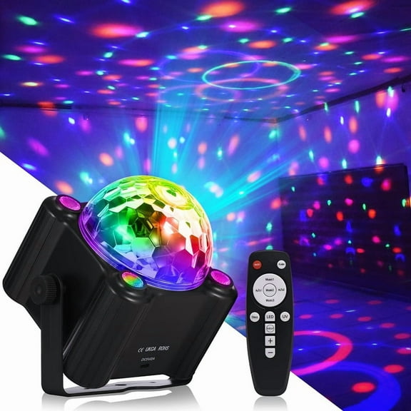 RAHAN Disco Ball Party Lights Sound Activated Strobe DJ Stage Lighting with Remote Control for Indoor Room Outdoor Dance Parties Birthday Karaoke Halloween Christmas Bar Club Wedding Show Decorations