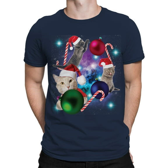 Christmas Cat Galaxy T-Shirt Men