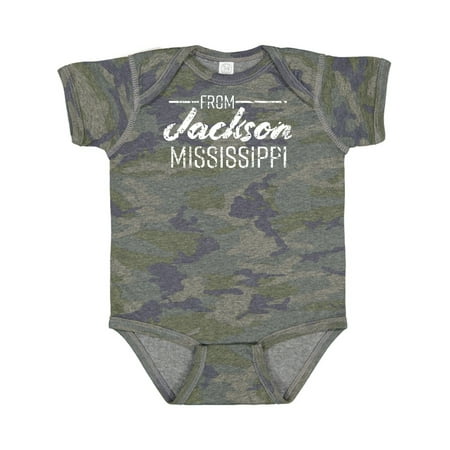 

Inktastic From Jackson Mississippi in White Distressed Text Gift Baby Boy or Baby Girl Bodysuit