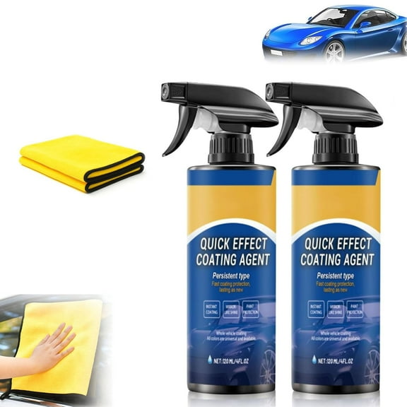 2025New Upgrade Neslemy Car Coating Spray (2PCS) with 2PCS Towels, Waterless Wash Nano Coating for Long-Lasting Shine and Easy Car Care