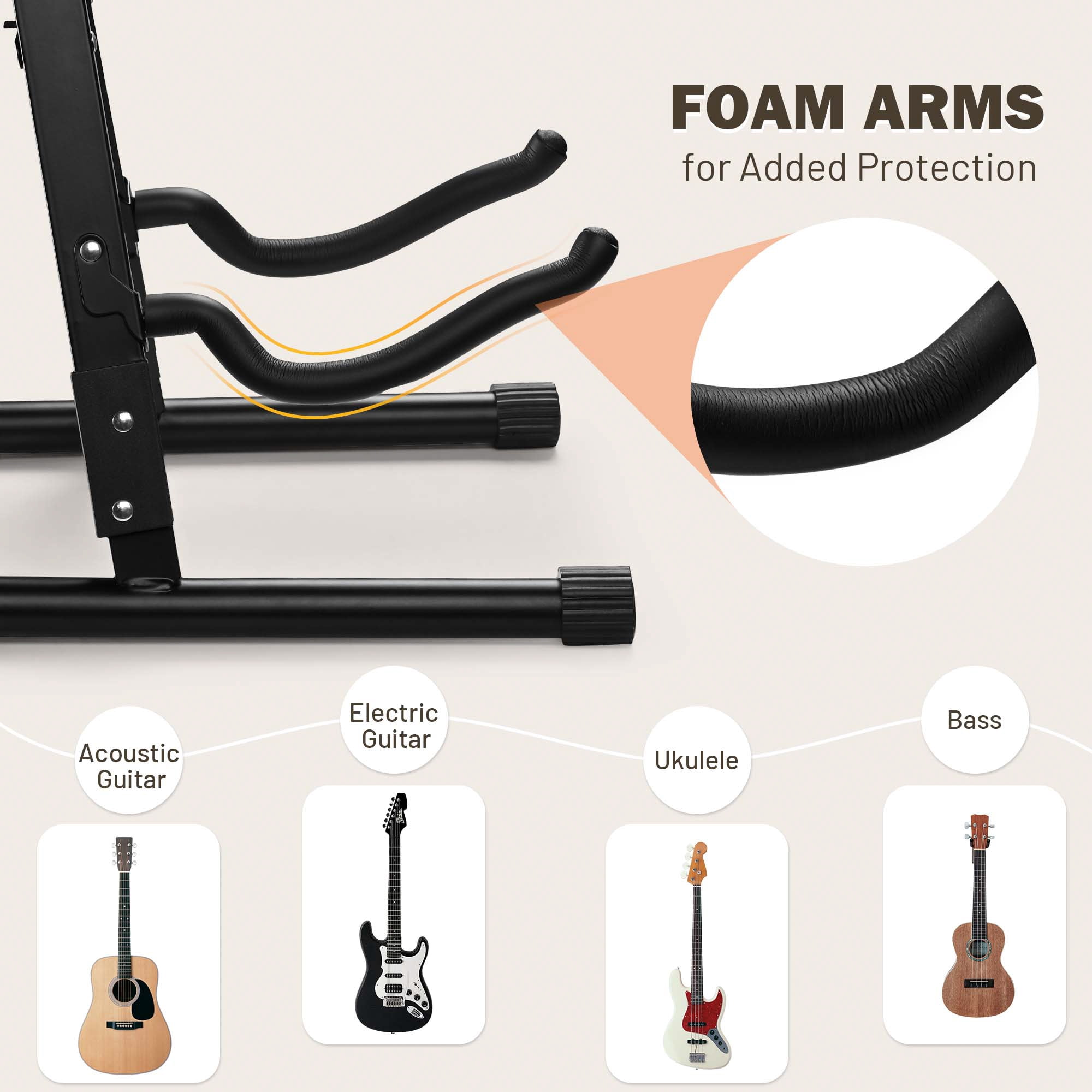 Yescom Electric Bass Guitar Hard Case Wooden Hard Shell & Folding Guitar Floor Stand