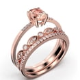 thumbnail image 3 of Beautiful Unique Art Deco 2.50 Carat Oval Cut Morganite And Diamond Moissanite Engagement Ring, Classic Wedding Ring, Two Matching Band in 10k Solid Rose Gold, Gift For Her, Promise Ring, Trio Set, 3 of 4
