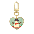 thumbnail image 1 of Merry mas Snowman Cartoon Illustration Gold Heart Keychain Metal Keyring Holder, 1 of 3