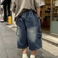 thumbnail image 4 of Bmisegm Jean Shorts for Boys Summer Fashion Casual Cargo Denim for Kids Toddler Playwear Boys' Pants 6-16 Years Blue,11-12 Years, 4 of 5