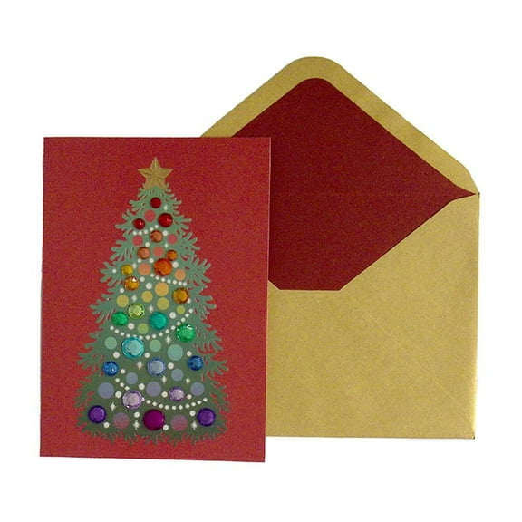 NIQUEA.D, Multi Colored Gem Tree Christmas Card