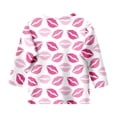 thumbnail image 5 of WEIYLL T-Shirts pour Filles Imprimé Lèvres Col Rond Fonctionnel Manches 3/4 Décontracté Blanc Hauts de Sortie 7-8 Ans, 5 of 5
