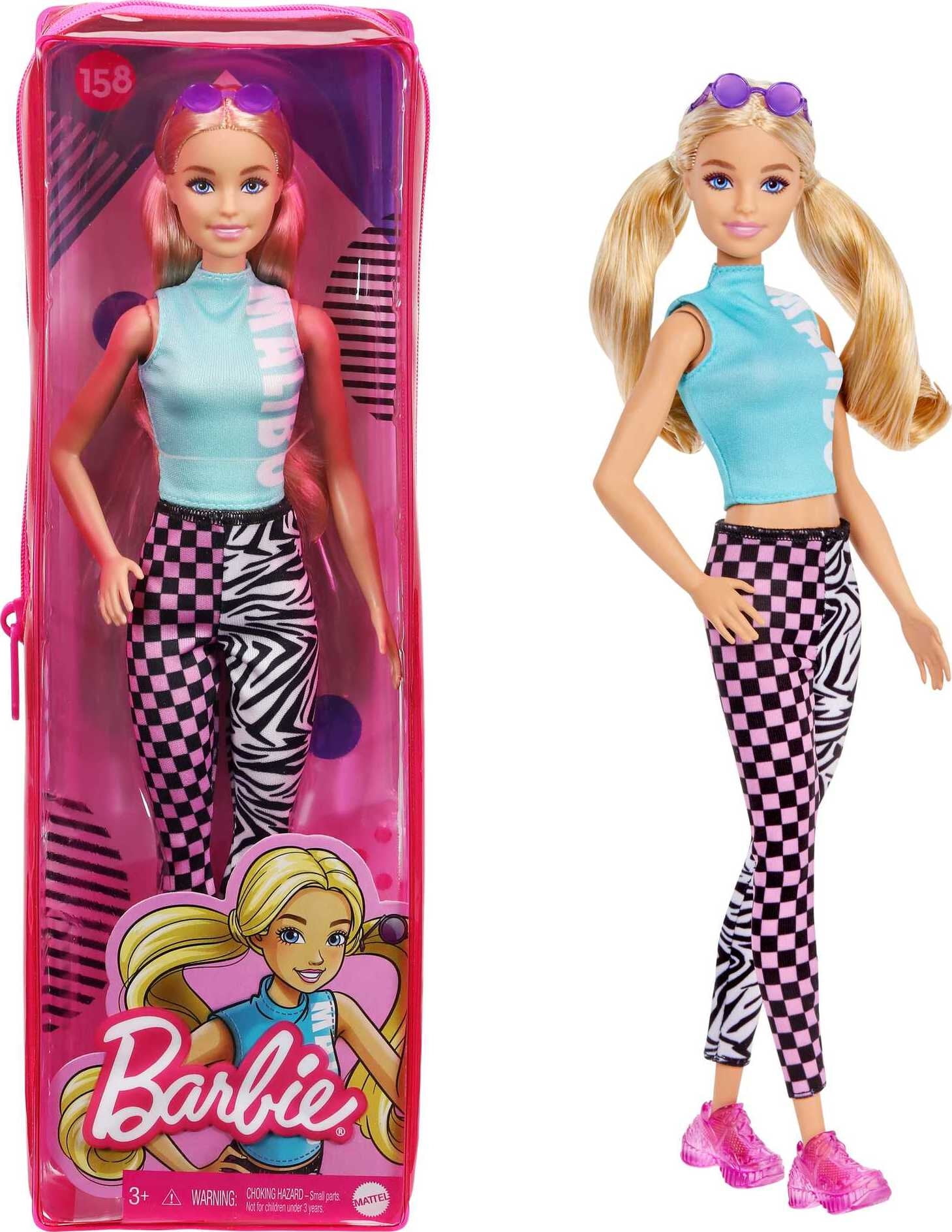 Barbie Fashionistas Doll #158 in Teal Top Leggings with Pigtails, Sneakers & - Walmart.com