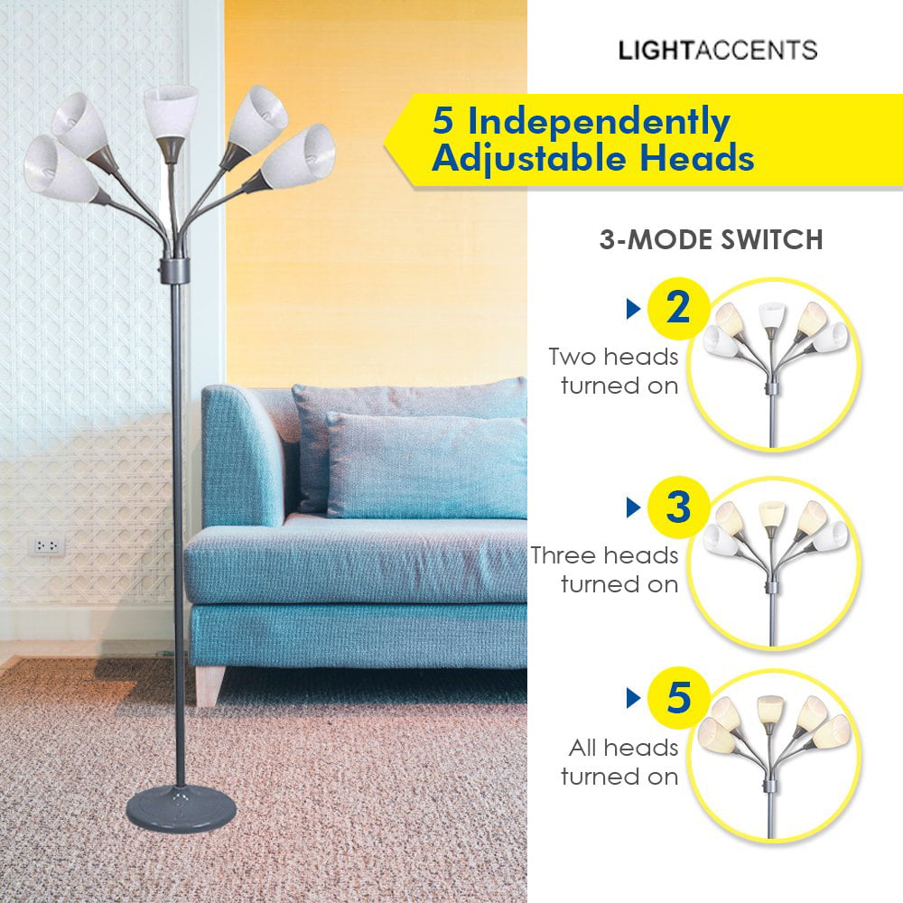 light accents medusa grey floor lamp with white acrylic shades