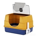 thumbnail image 6 of Flip-Top Hooded Cat Litter Box, Stainless Steel Metal Tray with Litter Scoop & Double-Layer Mat, Odor Control Splash-Proof Enclosed Pet Toilet with Plastic Bottom Basin, 6 of 6