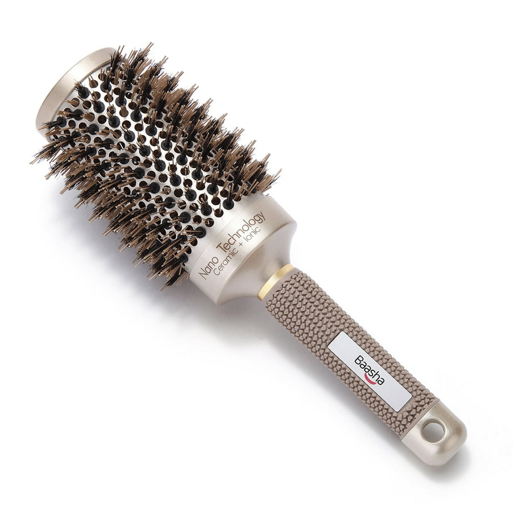 Baasha Extra Large Round Brush With Boar Bristles 3.3 inch, Blow Dryer