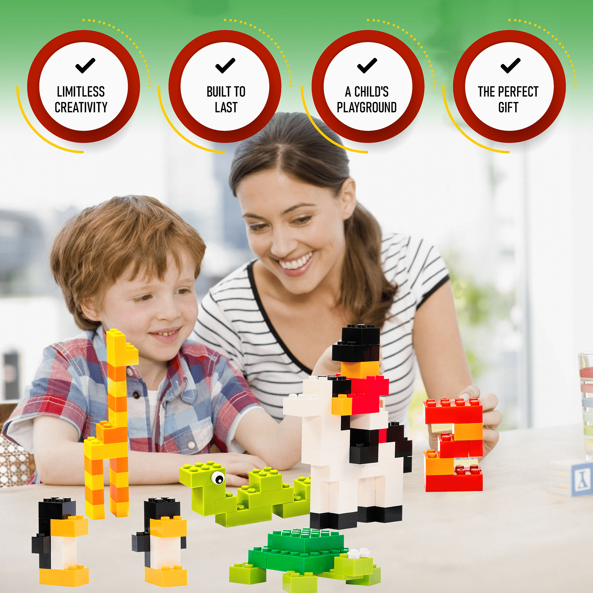 Minizfigs 1850 PCS Classic Building Brick Set | 4.6 Pounds | Creative Bulk Assortment Basic Toy Building Blocks for Kids, 11 Colors, 100% Compatible with All Major Brands | Bonus Storage Bag