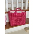 thumbnail image 3 of Boho Fabric Storage Basket, Quilted Floral Print Fabric Storage Basket with Reinforced Handles, Collapsible Quilted Laundry Basket Organizer Bin for Bedroom Closet Home Decor Car Storage Picnic,Small, 3 of 7