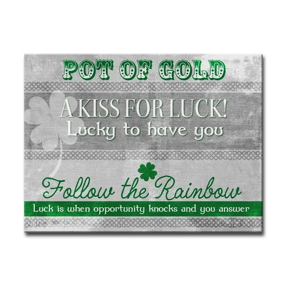 Gray and Green St. Patrick's Day Rectangular Canvas Wall Art 16" x 20"