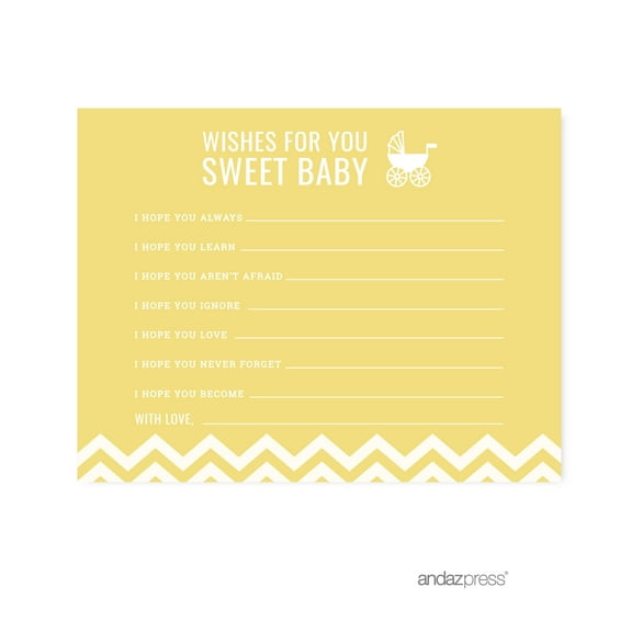 Wishes For Baby Yellow Chevron Baby Shower Games, 20-Pack