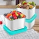 thumbnail image 4 of Paquete de 3 recipientes de acero inoxidable para refrigerios con tapas de silicona | 170 g, pequeños recipientes herméticos para alimentos | Caja metálica para refrigerios infantiles, para la, 4 of 6