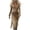 #0254-Khaki, variant on Women's Dresses Western Fringe Trim Long Sleeve Maxi Dress Casual Party Wear Lightweight Breathable Stretchy Form Fitting Sundresses Gift