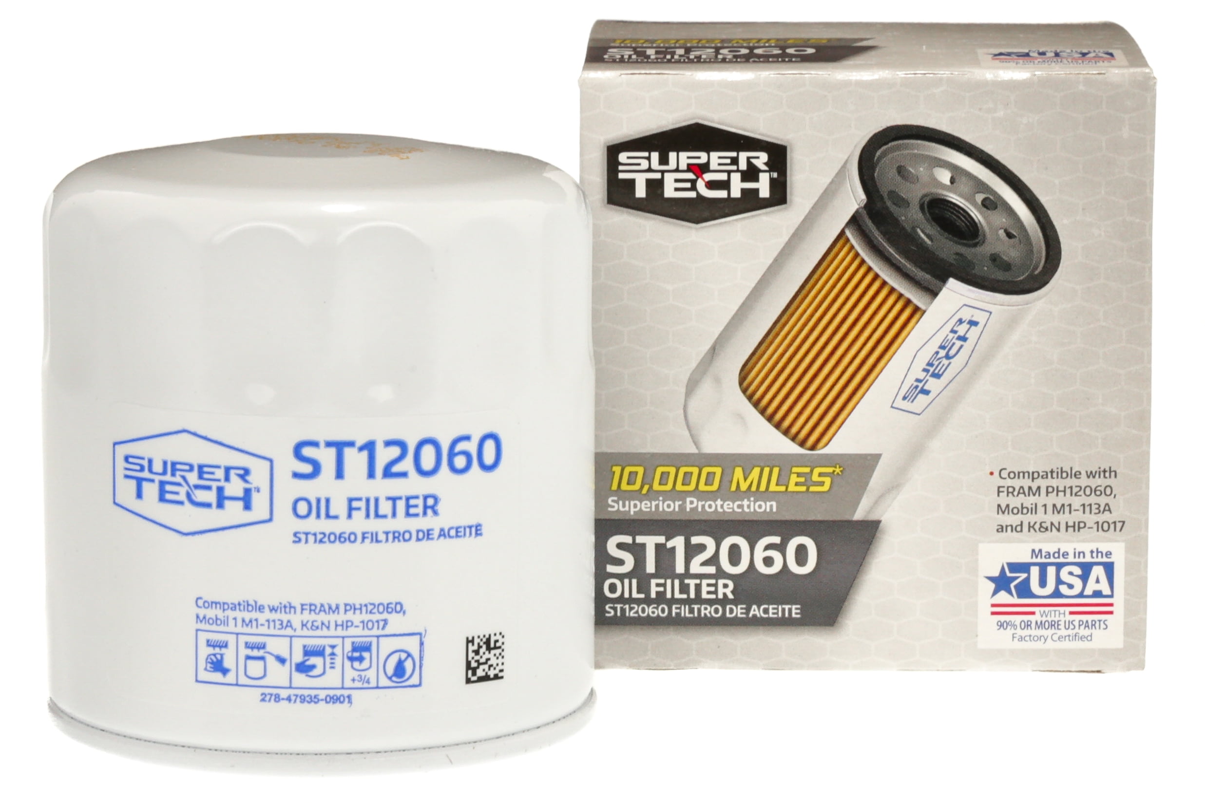 (2 pack) SuperTech ST12060, 10K mile Replacement Oil Filter for Buick, Cadillac, Chevrolet, and GMC