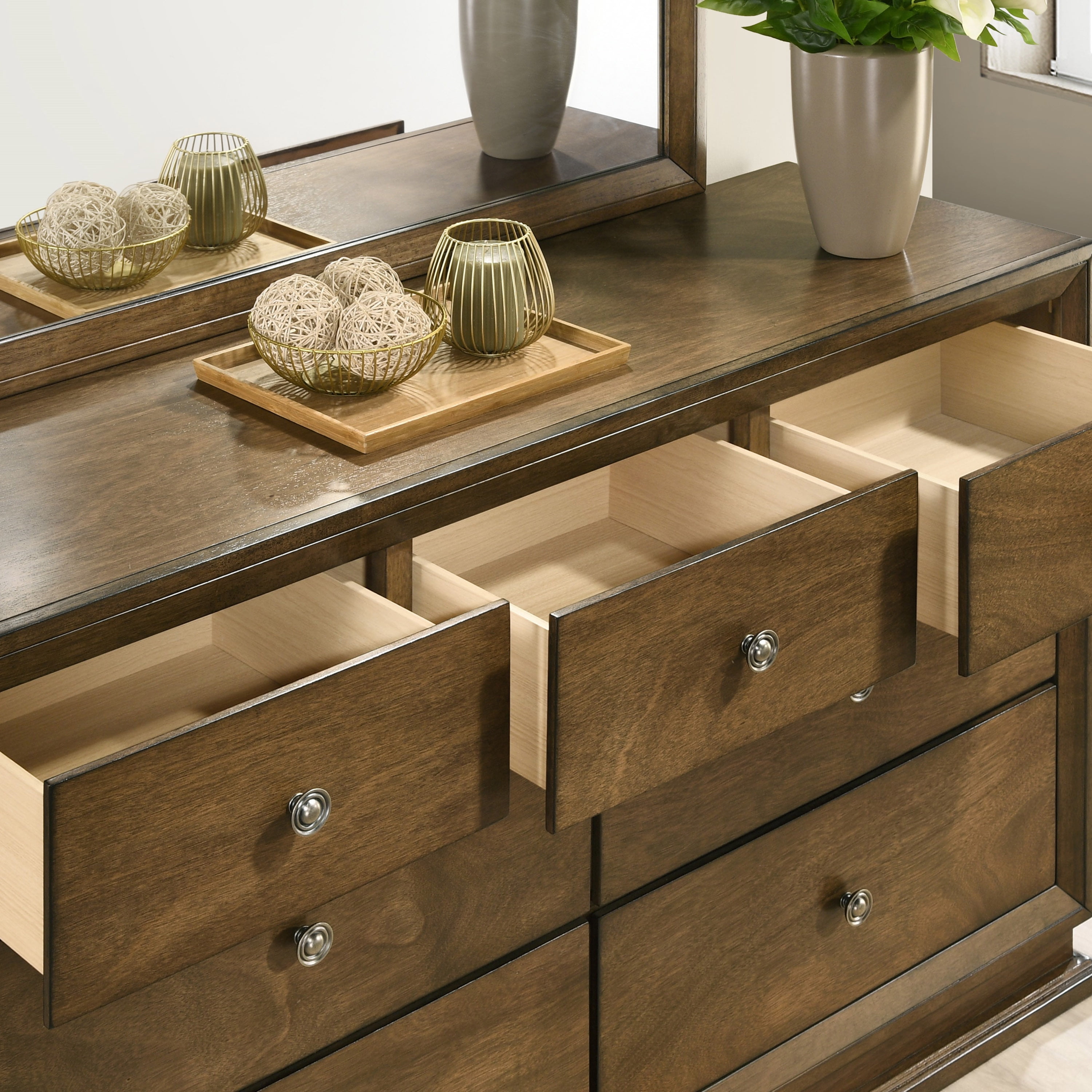 Furniture of America Daven Modern Wood 7-Drawer Dresser, Walnut