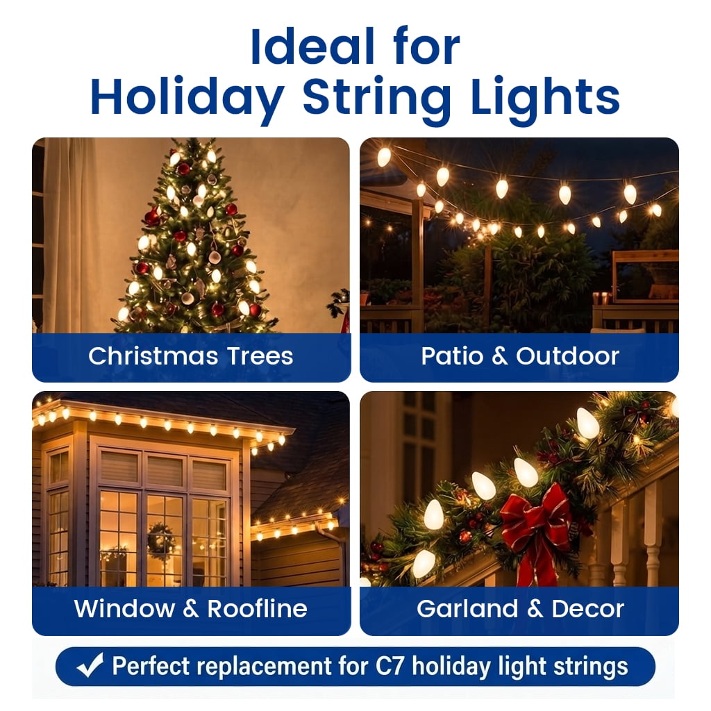 (4 pack) Great Value LED C7 Decorative Light Bulbs, Soft White 2700K, E12 Candelabra Base, 0.8W, 4-Pack