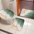 thumbnail image 4 of Sage Green Beach Bath Mat 3 Piece Bathroom Rug Set, Farmhouse Coastal Ombre Sea Waves Art Non Slip Bath Rug Contour Mat and Toilet Lid Cover, Absorbent Shower Mats Soft Bath Rugs and Mats Sets, 4 of 8
