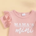 thumbnail image 4 of Kaprioy Girls Summer Outfits Toddler Girl 2Pcs Fly Sleeve ATTITUDE MAMA'S MINI Letter Shirt Tops + Waffle Flare Pants Set Clothes, 4 of 6