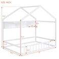 thumbnail image 7 of House Bed with Storage Shelves, Wooden Full Size Montessori Bed Frame with Safety Guardrails and Roof, Multifunctional Floor Bed for Children Boys Girls, No Box Spring Needed, White, 7 of 7