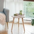 thumbnail image 3 of Hanobe Small Round Side Table: Boho End Tables for Living Room Bohemian Accent Bedside Table Brown Bedroom Nightstand Farmhouse Home Decor Decorative with 3 Wood Legs, Easy Assembly, 3 of 7