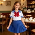 thumbnail image 5 of Girls Dress Sailor School Uniform Shirt Skirt Bow Tie Outfits Navy Suit Size 5-12 Blue, 5 of 9