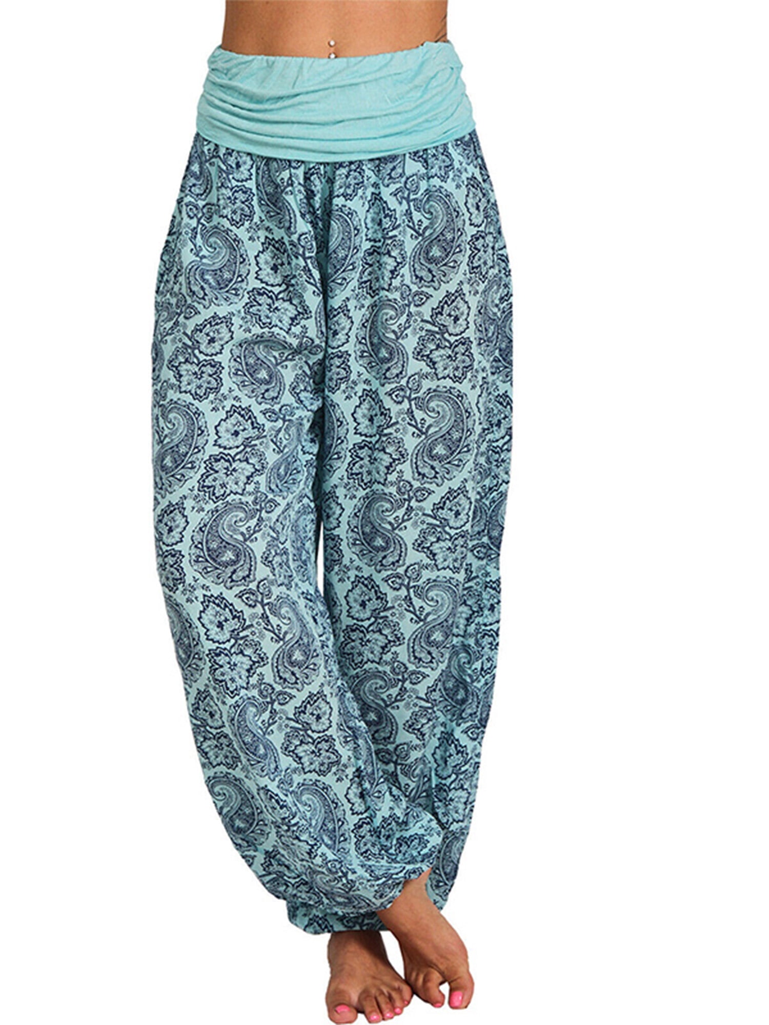 Floral Harem Joggers with fold-over waistband.
