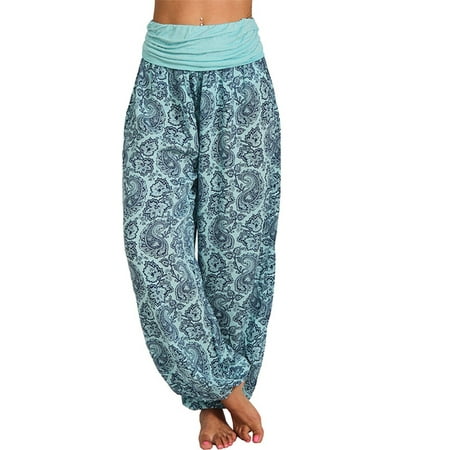 

Women Comfy Pajama Pants Wide Leg Lounge Palazzo Yoga Pants Stretch Casual Floral Print Fold Waist Pants