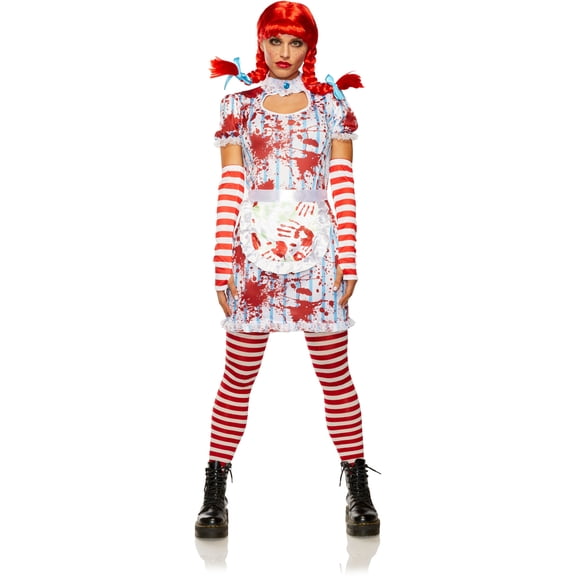 Seeing Red Evil Fast Food Girl Fancy-Dress Costume for Women with Balloon Sleeves, Adult, One Size