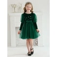thumbnail image 4 of Toddler Girls Velvet Dresses Bubble Sleeve Dress Fall Winter Long Sleeves Dress for Holiday Party 1-6 Years, 4 of 8